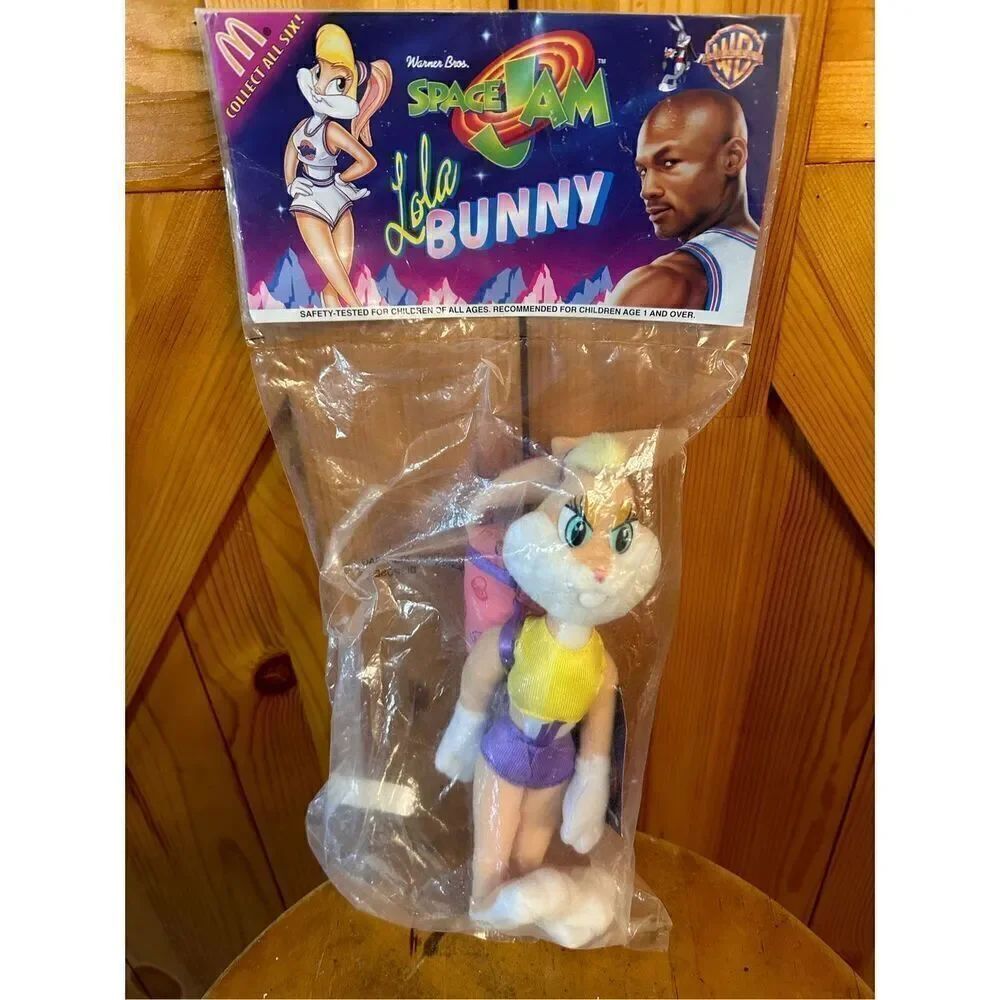 VINTAGE 1993 McDonald's Space Jam Lola Bunny Plush Stuffed Toy (3936) open bag